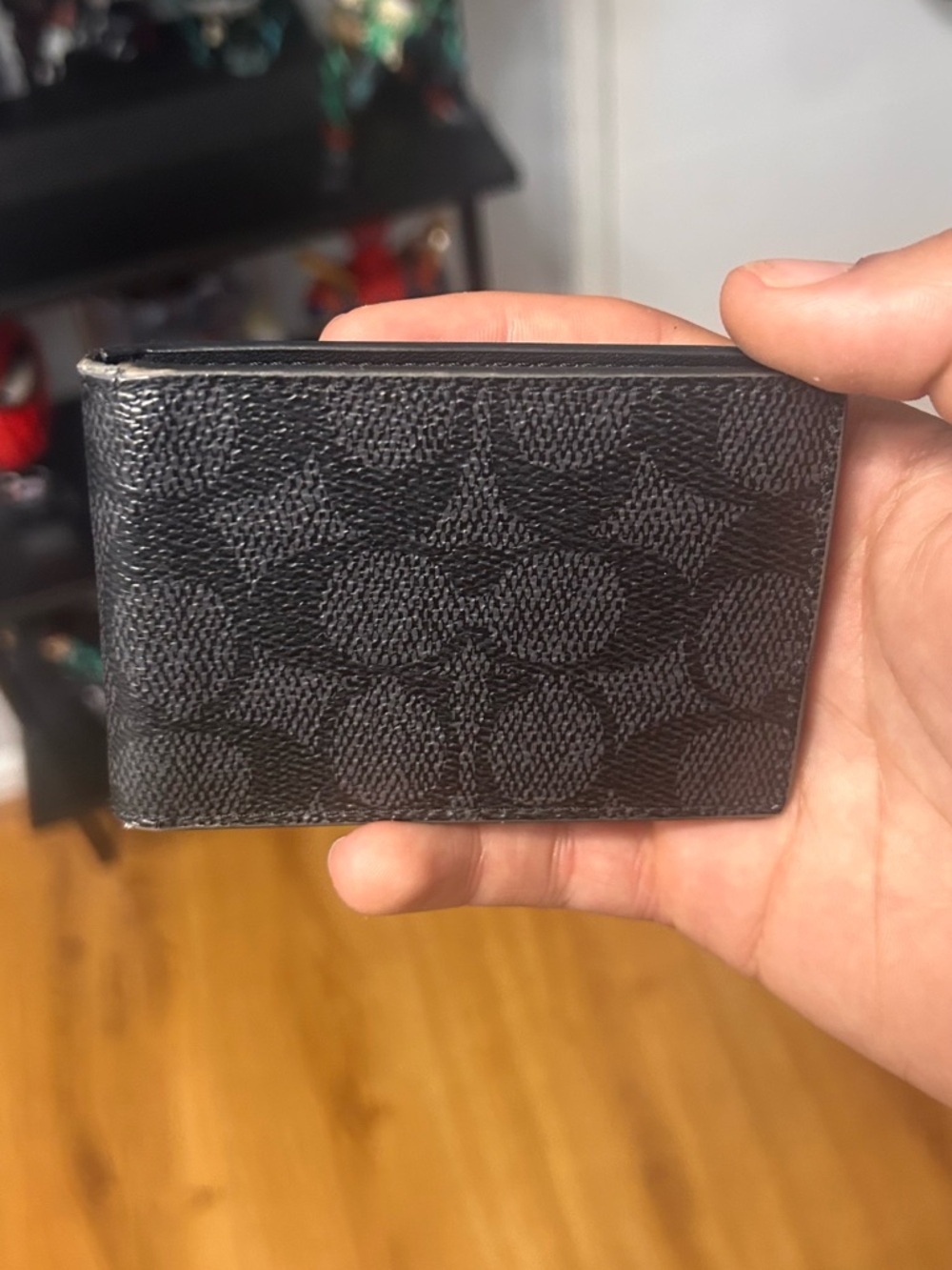 Coach Men's Signature Card Case in Black Monogram